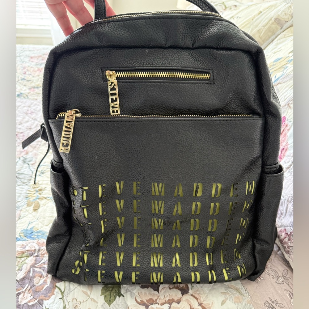 Steve Madden Black and Gold Backpack